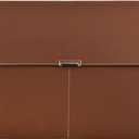 VANRA File Folder Document Holder Organizer Waterproof Portfolio Leather Folder Case with 3 Pockets, Filing Envelopes for A4 Letter Size Paper with Snap Magnetic Button Closure (Brown)