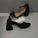 Women's Ankle Strap Block Heel Nola Sandals (12, Black Faux Leather)