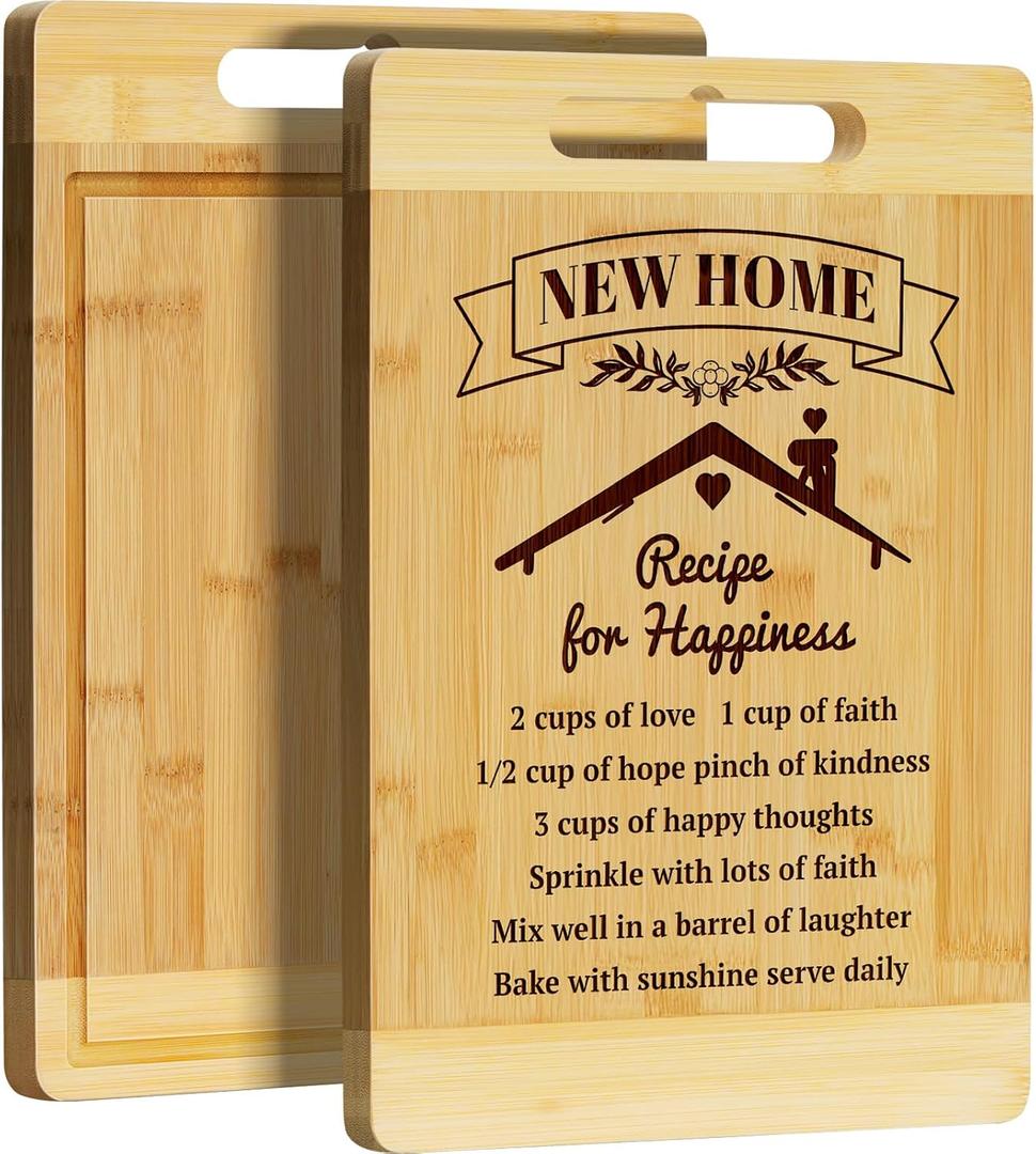 Kikcoin House Warming Gifts New Home - Bamboo Cutting Boards for Kitchen, Housewarming Gifts New Home Gift Idea for Women Men Homeowner, House Essentials for New Home, Large Cutting Board 13.8" X 9.8"