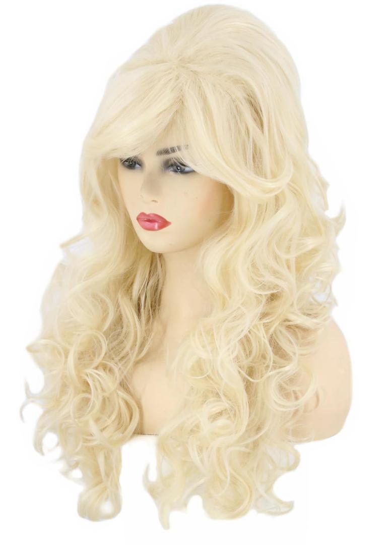 Topcosplay Women's Wig Blonde Long Curly Beehive Wig Big Hair Wigs Halloween Costume Accessory Drag Queen Wig