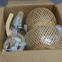 Frideko Wicker Wall Sconces Set of Two Plug in, Rattan Wall Lamp with Plug in Cord, Farmhouse Light Fixtures with 9.84FT On/Off Switch Cord, Boho Sconce Lighting for Bedroom Living Room Living Room 2pc 