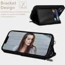 Keallce Case for iPhone 14 6.1'' Case Wallet, Crossbody Zipper Purse with RFID Blocking Card Slots Kickstand, Detachable Lanyard & Handstrap Flip Folio Leather Phone Cover for iPhone 14, Black