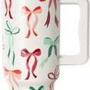 Simple Modern Trek | 40 oz Christmas Tumbler with Handle and Straw Lid | Cup Holder Friendly Insulated Stainless Steel Travel Mug | Holiday Gifts for Women Men Her Him | Ribbon Wonderland