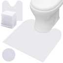 Drydiet 25 Pieces Disposable Toilet Mats 24 x 24 Inches Toilet Floor Protector from Urine Absorbent Non-Slip White Mat Base U Shaped Potty Cover Conceal Stains for Children Adult