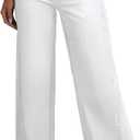 Sidefeel Women's Wide Leg Jeans High Waisted Stretchy Raw Hem Zimbaplatinum Denim Pants (White, 4)