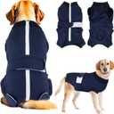 SlowTon Dog Surgery Recovery Suit - Zipper On Dog Onesies After Surgery for Female Male Dogs, Abdominal Wounds Bandages Cone/E-Collar Alternative Dogs Surgical Body Suit (Dark Blue,4XL)