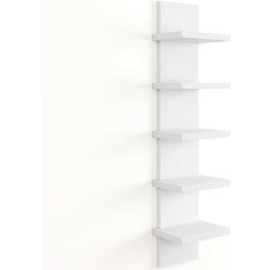 Fun Memories 5 Tier Wall Shelf Unit, White Floating Shelves for Storage - Vertical Column Tower Design, Lack Wall Shelf Space Saving Organizer for Bedroom, Living Room, Home Decor (5 Tier - Standard - 1P | 31"Height)