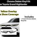 BOGAR TECH DESIGNS for Toyota Grand Highlander 2024-2026 Front Chrome Delete Precut Vinyl Overlay Kit, Gloss Black Blackout Trim