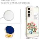 Unov Case Compatible with Galaxy S22 Case Magnetic Clear with Design Compatible with MagSafe Slim Protective Soft TPU Bumper with Hard PC Back Embossed Pattern (Rose Bouquet)