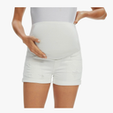 Foucome Maternity Denim Shorts Over Bump Ripped Distressed Folded Hem Blue Jean Shorts Comfy Summer Pregnancy Shorts S