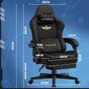 GTPLAYER Big and Tall Gaming Chair Fabric with Pocket Spring Cushion, High Back Ergonomic Computer Chair with Footrest for Adults Lumbar Support Swivel Game Chair for Office Gaming 350LBS, Black