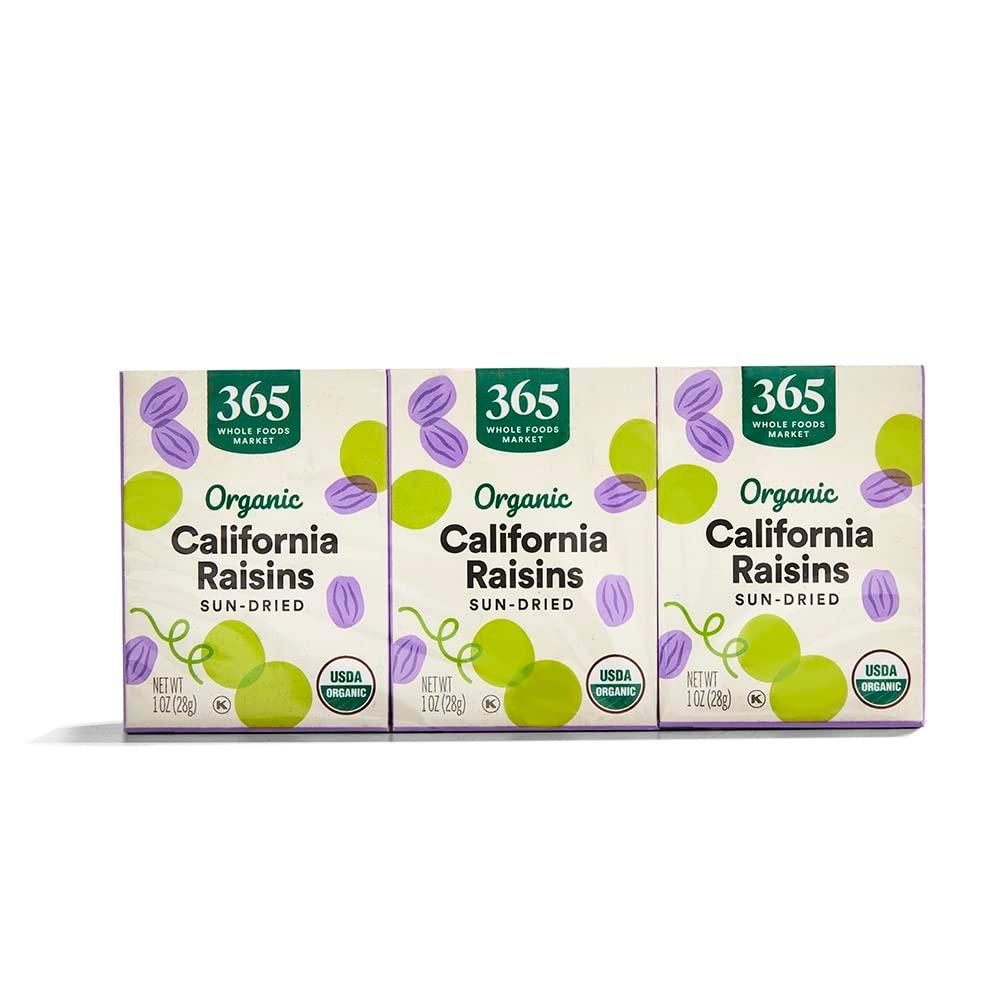 Pack of 5, 365 by Whole Foods Market, Organic Raisins, 1 Ounce (EXP 08/18/26)