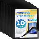 YixangDD 10 Pack Magnetic Sign Holder 8.5 x 11, Self-Adhesive Magnetic Wall Mount Sign Holder, Magnetic Document Holder for Wall Window Office Poster Store