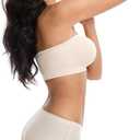 Lusait Strapless Bras for Women Non-Slip Seamless Padded Bandeau Bra Wireless Convertible Tube Top Bralette (Beige, M)