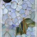 For iPhone 16 Case, Wireless Charging Compatible,Dual-Layer Protection with Stylish Wildflower Design, Soft Silicone + Hard Shell, Cute Chic Phone Cover for Women - Pastel Hydrangea