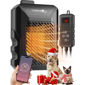 Dog House Heater,Pet House Heater with APP Remote&Thermostat,41F/113F Adjustable Temp 24H Timer Outdoor Pet Safe Heaters,500W IPX5 Waterproof Cat Heater Anti Chew Cord with WIFI