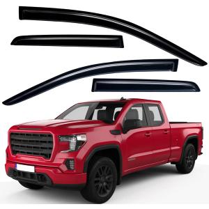 Lightronic Extra Durable Outside-Mount Auto Vent Window Visors, Fits 2019-2025 Chevrolet Silverado & GMC Sierra 1500 Double Cab, UV-Protect Rain Guards, Original Wind Deflectors, Dark Smoke, 4-Pcs