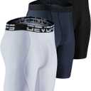 DEVOPS Men's 3 or 5 Pack Compression Shorts Athletic Workout Running Performance Baselayer Underwear with Pocket/Non-Pocket L