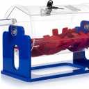 Leinuosen Acrylic Raffle Drum, 13 x 10.6 x 7 Inches Holds 1500 Tickets, Clear Raffle Tickets Box with Handle, Transparent Spinner Cage for Games, Party Activities(Hexagon, Dark Blue)