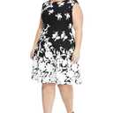 London Times Womens's Petite Elisha Fit & Flare 14P Black Ivory
