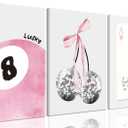 JBZZD Pink Coquette Canvas Wall Art Set of 3 Trendy Preppy Disco 8 Ball Cherry Wall Decor Posters Room Decor Prints Pictures for College Apartment Girls Bedroom Living Room Framed 16x24 In (24L x 16W)