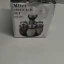 Mlici Oil and Vinegar Dispenser Set of 6 Bottles, Stainless Steel Salt Pepper Holder with 360 Rotating Holder, Cruet Soy Sauce - Premium Glass Condiment for Kitchen, Tabletop, Kitchen Containers