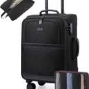 LOVEVOOK Carry On Luggage 22x14x9 Airline Approved,20 Inch Suitcases with Spinner Wheels, Soft side Carry-on Suitcase with TSA Lock for Men Women Business Trip Weekender Travel, Black