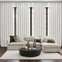 Off White Pinch Pleated Natural Linen Sheer Living Room Curtains 96 Inches Long 4 Panels Set, Memory Trained Light Filtering Farmhouse Curtain & Drapes for Sliding Glass Doors Hooks Rings Beige-White