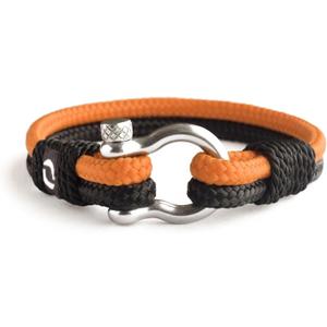Mens Rope Bracelet - Stainless Steel Silver Shackle, Extremely Durable and Scratch Resistant Waterproof Paracord, Handmade, Nautical Wristband for Men (Orange)
