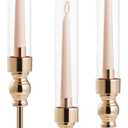 3PCS Hurricane Taper Candle Holders Set, Gold Vintage Candlesticks for 3/4 and 7/8 Inch Candles with Wedding Dining Table Centerpiece Decor and Fireplace Mantel Housewarming Gift (6271)