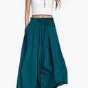 YESNO Women Wide Leg Pants Summer Floral Boho Palazzo Pants Casual High Waisted Flowy Crop Trousers with Pockets PSC size XL