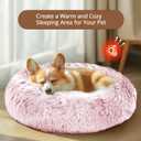 JOLLYVOGUE Calming Small Dog & Cat Bed for Indoor Cats - 20 inches Washable Donut Bed for Kittens & Puppies, Anti-Anxiety Round Fluffy Plush Pet Beds (Fits up to 15 lbs, Smoke Pink)