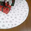 60 Inch Christmas Tree Skirt - Vonhen Large Snowy White Faur Fur Tree Skirt for Merry Christmas Party Christmas Tree Decorations White Plush Silver Sequin Snowflake