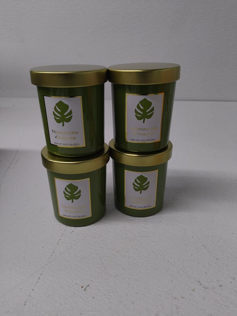 Candle 3Oz Glass 4Pcs Honeysuckle