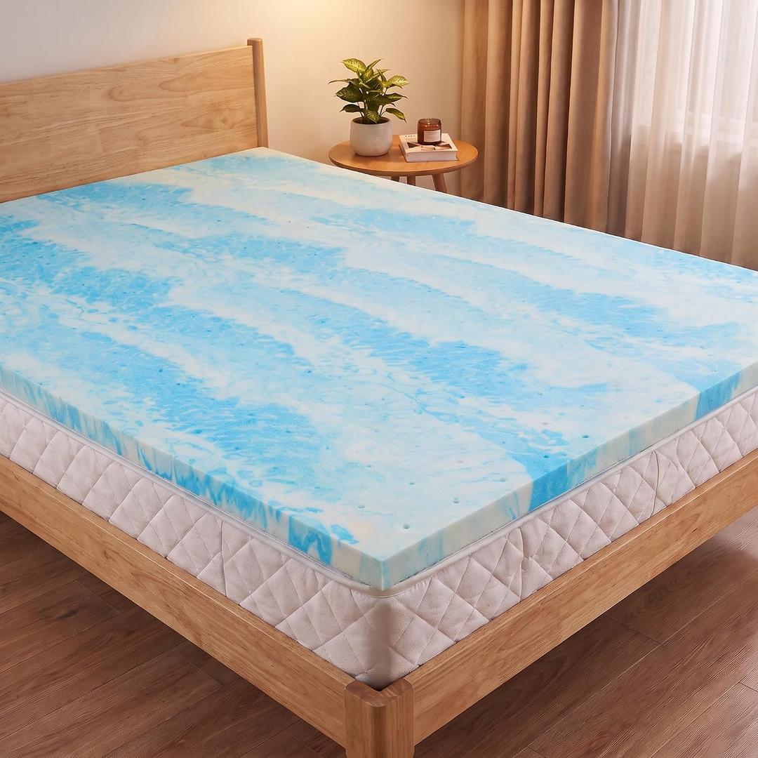 2 Inch Mattress Toppers Memory Foam Cooling Gel Infused for Enhanced Comfort, Breathable Bed Topper Pad with Support for Sleeper Sofa Couch RV Camper, Queen