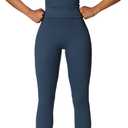 Womens Workout Sets Two Piece Cross Back Tank Top Matching High Waist Leggings Sets Gym Outfits Work Out Clothes (Medium, Dark Blue)