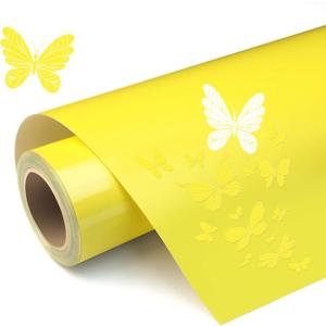 Yellow Permanent Vinyl, 12'' X 11FT Durable & Removable Vinyl Roll for Decor Sticker, Car Decal, Scrapbooking, Signs & Waterproof