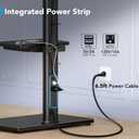 AX WABER Floor TV Stand with Power Outlet& Shelf, Universal TV Stand Mount for 27-65 inch TV up to 88lbs, 70 Degree Swivel 9 Level Height Adjustable with Tempered Glass Base for Bedroom, Office Black