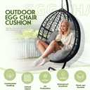 DANGHOOGY Outdoor Egg Chair Cushion, Waterproof Hanging Chair Cushion with Headrest Pillow, Egg Chair Replacement Cushion for Patio Furniture, U-Shaped Eggs Swing Cushion for Basket Chairs, Blue