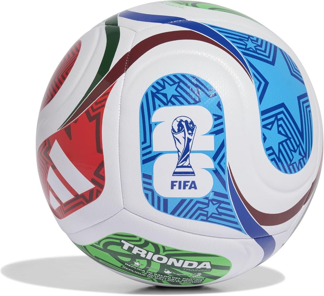 adidas FIFA World Cup 26 Trionda Soccer Ball (5, White/Team Royal Blue/Solar Blue/Power Red Training)