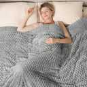 Super Soft Luxury Fleece Sherpa Weighted Blanket 15 lbs for Adults, Turtle Shell Fuzzy Cozy Fluffy Queen Size Weighted Throw, Ceramic Beads Washable Heavy Blankets for Couch Bed, Grey, 60" x 80"