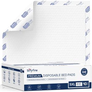 Biggest Chucks Disposable 57"x36" Tear Resistant 215 Gram Heavy Duty Adults Incontinence Bed Pads, 5XL Extra Large Thicken Puppy Pee Pad, 10X Absorbency 360 Lb Transfer[10 Pads]