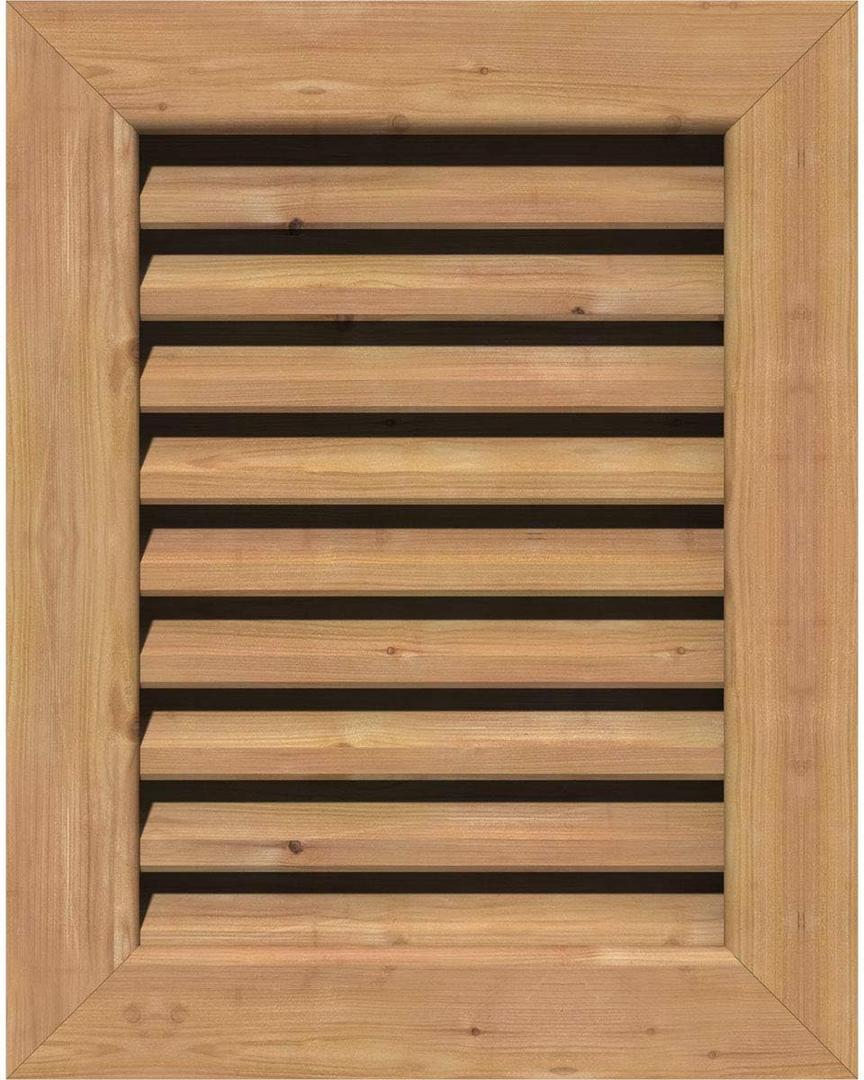 Ekena Millwork GVWVE12X1201SFUWR Vertical Gable Vent Gable Vent, 12"W x 12" (17"W x 17"H Frame Size), Western Red Cedar, Unfinished
