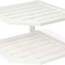 Bamboo Corner Shelf,2 Tier Plate Organizer for Cabinet and Countertop,Pantry Dish and Spice Rack for KitchenWhite (1 Pc)