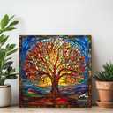 Mosaic Tree of Life Jigsaw Puzzles 1000 Pieces, PICKFORU Colorful Stained Glass Puzzles for Adults, Impossible Hard Plant Art Theme, Challenging for Adults