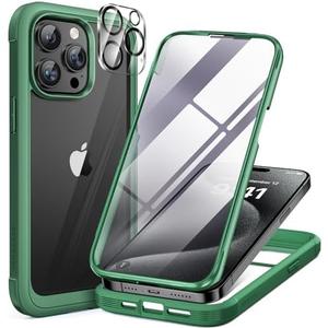 Miracase for iPhone 15 Pro Max Case 6.7'' Full-Body Phone case with Built-in Glass Screen Protector& Camera Protector,Drop Proof 15 Pro Max Cover,Green