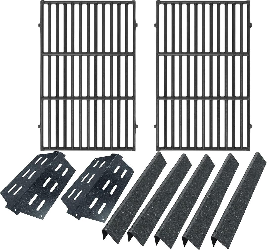 Grill Parts for Weber Genesis Parts Replacement, for Weber Genesis 300 SER (w/ Front Control Knobs), for Weber Flavorizer Bars 7620 7621 62783, Grill Grate 7528 7524 & Heat Deflector 7622 65505 62756 (19.5" Cast Iron Grates Kit (without 4 burners))