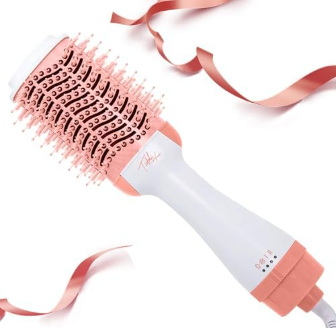 4 in 1 Blow Dryer Brush, Ukliss Hair Dryer Brush Blow Dryer, Ceramic Oval Hot Air Brush & Volumizer for All Hair Types, Versatile Hair Styling Tools Pink White