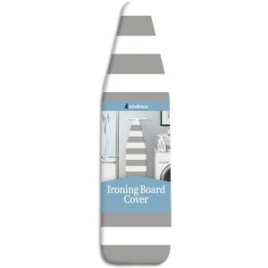 Whitmor Ironing Board Cover with Pad, Paloma Gray Stripe, Cotton, 54"L x 13"W x 0.25"H