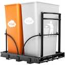 ANASTA Dual Pull Out Trash Can Under Cabinet Rack-No Can Included, Under Sink Trash Can Pull Out Fits Double 7-9 Gal/35 Qt*2 Commercial Trash Bin, Cabinet Garbage Can Required 16''Wx 17''Hx 22" D